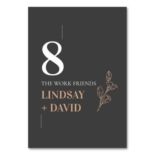 ミニマルモダンリストの葉のテーブル番号カード テーブルナンバー (正面)