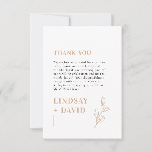 ミニマルモダンリストの葉サンキューカード サンキューカード (正面)