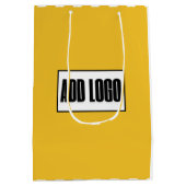 ミニマルモダンリストの黄ストライプ色ビジネスロゴ ミディアムペーパーバッグ (裏面)