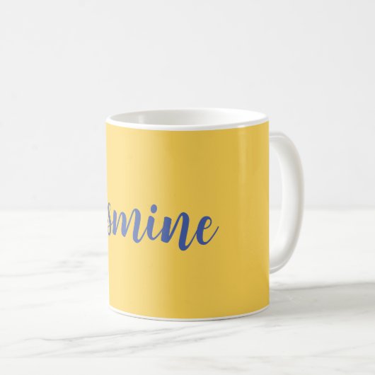 ミニマルモダンリストの黄色の青あなたの名前を追加 コーヒーマグカップ (正面右)