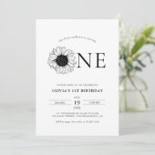 ミニマルモダンリストひまわり第1バースデーフォト 招待状 (スタンド正面)