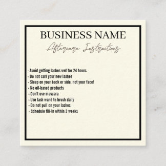 ミニマルモダンリストまつげアフターケアカード スクエア名刺