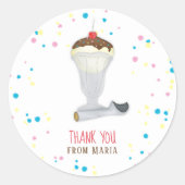 ミニマルモダンリストアイスクリームウォーターカラーサンキュー ラウンドシール (正面)