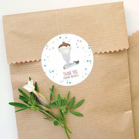 ミニマルモダンリストアイスクリームウォーターカラーサンキュー ラウンドシール