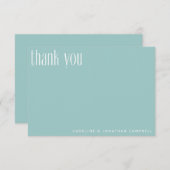 ミニマルモダンリストアクアブルーカスタムウェディング サンキューカード (正面/裏面)