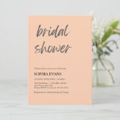 ミニマルモダンリストアプリコットオレンジブライダルシャワー 招待状 (スタンド正面)