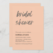 ミニマルモダンリストアプリコットオレンジブライダルシャワー 招待状 (正面/裏面)