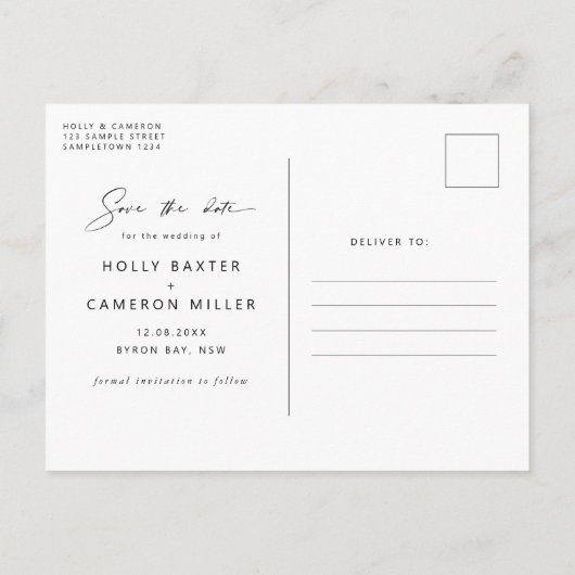 ミニマルモダンリストアーチフォトデイトポストカーを保存 ポストカード (裏面)