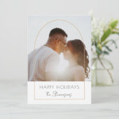 ミニマルモダンリストアーチフォトハッピーホリデーカード 招待状 (スタンド正面)