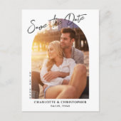 ミニマルモダンリストアーチフォト日付の保存 案内ポストカード (正面)