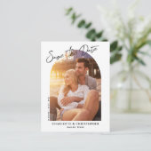 ミニマルモダンリストアーチフォト日付の保存 案内ポストカード (スタンド正面)