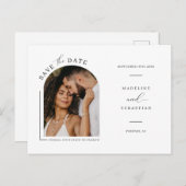 ミニマルモダンリストアーチフォトQRコード日付の保存 ポストカード (正面/裏面)