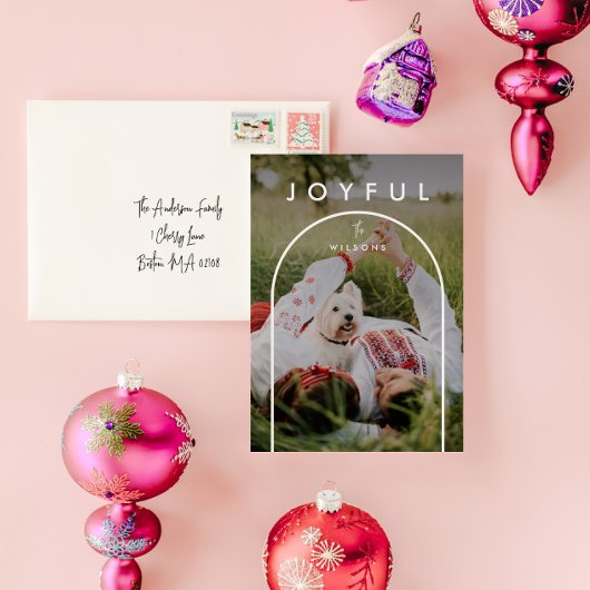 ミニマルモダンリストアーチフルフォトクリスマス シーズンカード