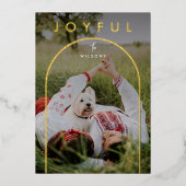 ミニマルモダンリストアーチフルフォトクリスマス 箔シーズンカード (正面)