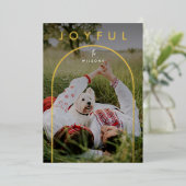 ミニマルモダンリストアーチフルフォトクリスマス 箔シーズンカード (立ち正面)