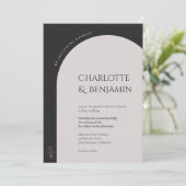 ミニマルモダンリストアーチモノグラム結婚式招待状 招待状 (スタンド正面)