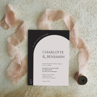 ミニマルモダンリストアーチモノグラム結婚式招待状 招待状