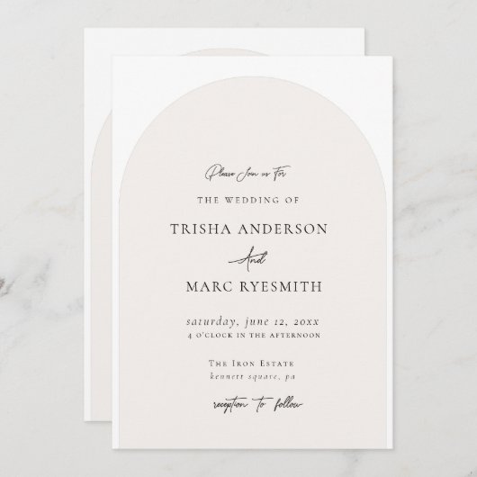 ミニマルモダンリストアーチ結婚式招待状 招待状 (正面/裏面)