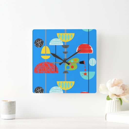 ミニマルモダンリストアーティストのアクリルアートウォールクロック スクエア壁時計 (ホーム)