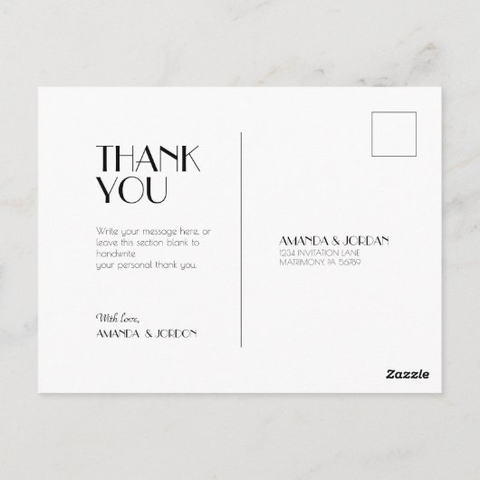 ミニマルモダンリストアールデコフレーム写真ありがとう ポストカード (裏面)