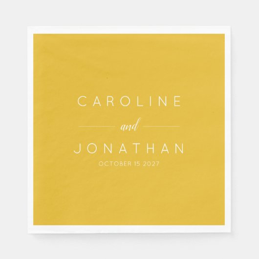 ミニマルモダンリストイエローカスタムウェディング スタンダードランチョンナプキン (正面)