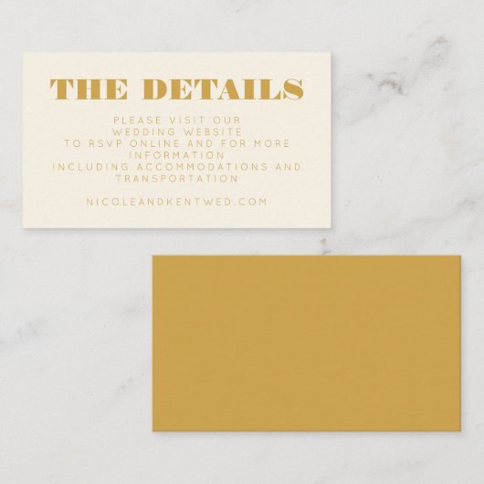 ミニマルモダンリストイエローシック結婚のウェブサイト エンクロージャーカード (正面/裏面)