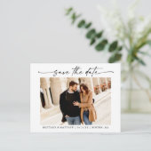 ミニマルモダンリストインクスクリプト日付の写真を保存 ポストカード (スタンド正面)