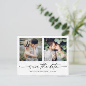 ミニマルモダンリストインクスクリプト日付2の写真を保存 ポストカード (スタンド正面)