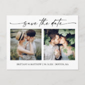 ミニマルモダンリストインクスクリプト2 Photo Save The Date ポストカード (正面)