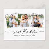 ミニマルモダンリストインクスクリプト3 Photo Save The Date ポストカード (正面)