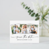 ミニマルモダンリストインクスクリプト3 Photo Save The Date ポストカード (スタンド正面)