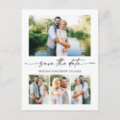 ミニマルモダンリストインクスクリプト4 Photo Save The Date ポストカード (正面)