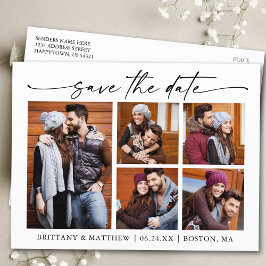 ミニマルモダンリストインクスクリプト5 Photo Save The Date ポストカード