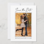 ミニマルモダンリストインクペンスクリプト写真QRコード セーブザデート (正面)