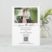 ミニマルモダンリストインクペンスクリプト写真QRコード セーブザデート (スタンド正面)