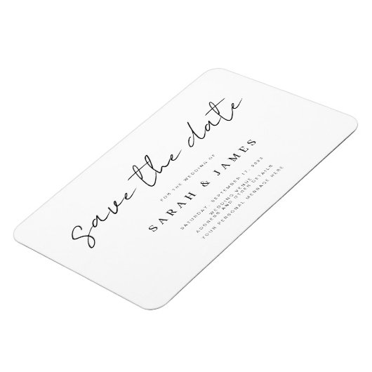 ミニマルモダンリストウェディング日付の保存招待状 マグネット (左側)