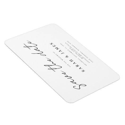 ミニマルモダンリストウェディング日付の保存招待状 マグネット (右側)