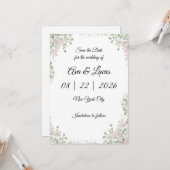 ミニマルモダンリストウェディング日付カードの保存 カード (正面/裏面インサイチュ)