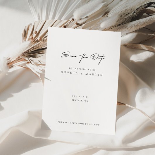 ミニマルモダンリストウェディング日付カードの保存 セーブザデート