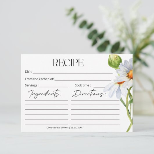 ミニマルモダンリストウォータコロールデイジーレシピカード (スタンド正面)