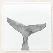 ミニマルモダンリストウォーターカラーホエールフルケ ガラスコースター (正面)