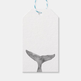 ミニマルモダンリストウォーターカラーホエールフルケ ギフトタグ