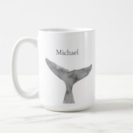 ミニマルモダンリストウォーターカラーホエールフルケ コーヒーマグカップ