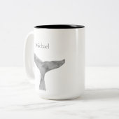 ミニマルモダンリストウォーターカラーホエールフルケ ツートーンマグカップ (正面左)