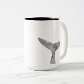 ミニマルモダンリストウォーターカラーホエールフルケ ツートーンマグカップ (正面右)