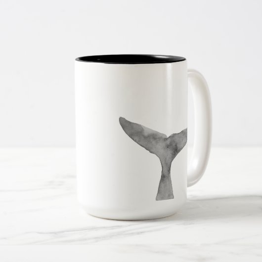 ミニマルモダンリストウォーターカラーホエールフルケ ツートーンマグカップ (正面右)