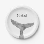 ミニマルモダンリストウォーターカラーホエールフルケ ペーパープレート (正面)