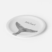 ミニマルモダンリストウォーターカラーホエールフルケ ペーパープレート (アングル)