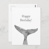 ミニマルモダンリストウォーターカラーホエールフルケ ポストカード (正面/裏面)