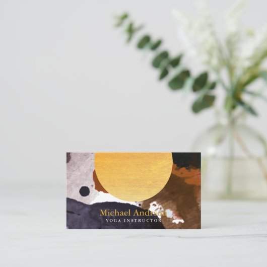 ミニマルモダンリストウォーターカラーヨガインストラクター 名刺 (スタンド正面)